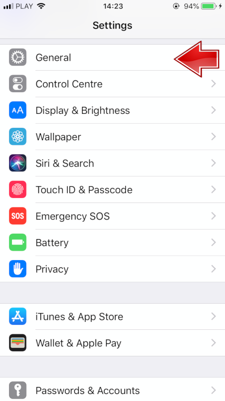 Общие настройки APPLE